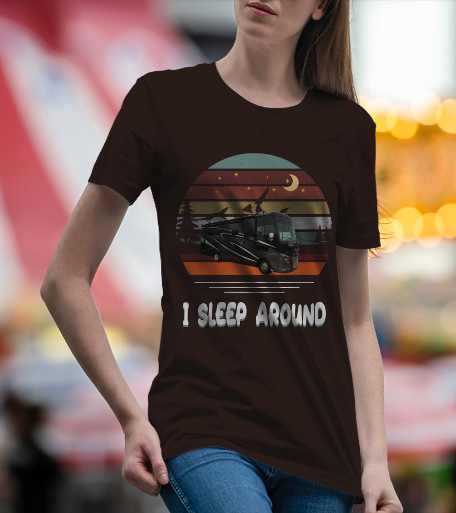 Winnebago Vista LX 27 I Sleep Around Retro Moon Stars Camping T-Shirt