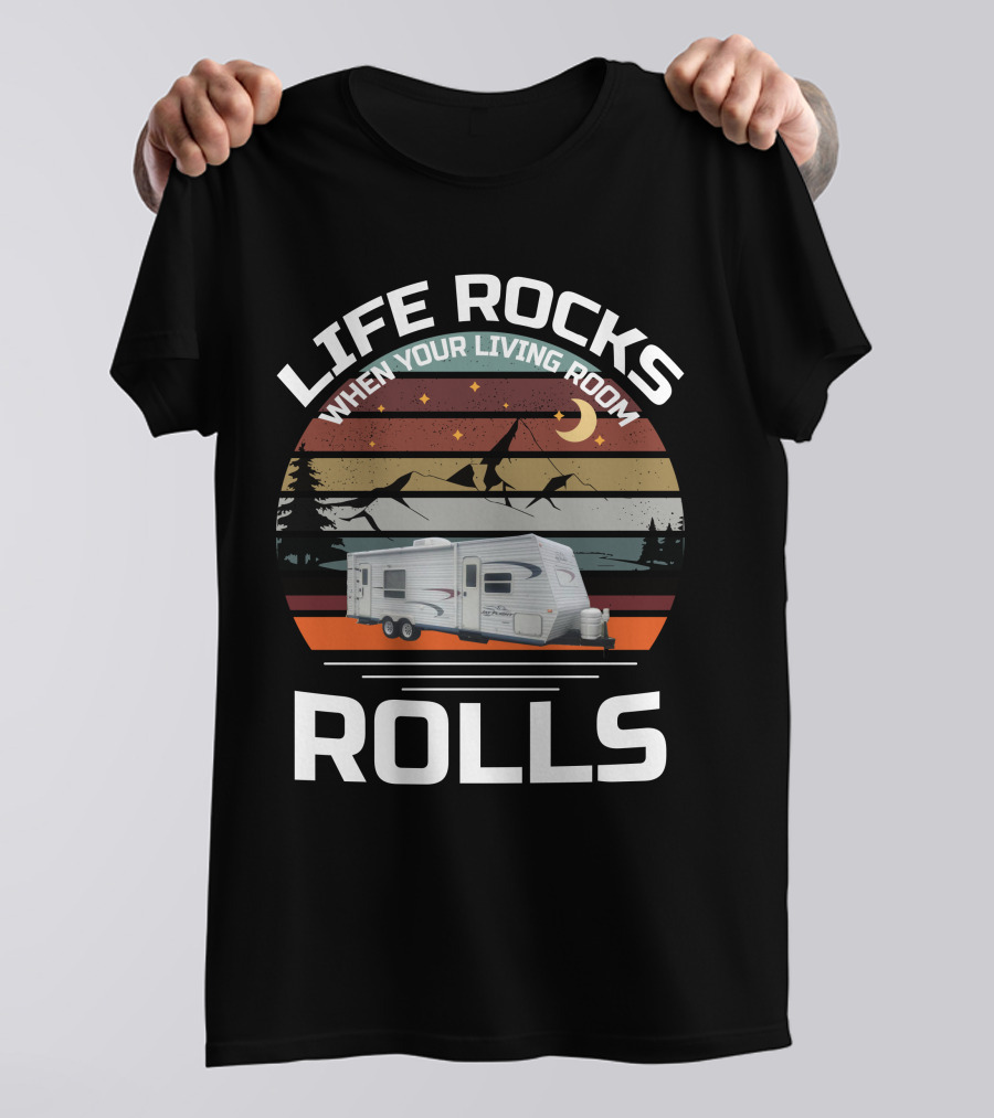 Life Rocks When Your Living Room Rolls Jayco Flight Camper Adventure T-Shirt