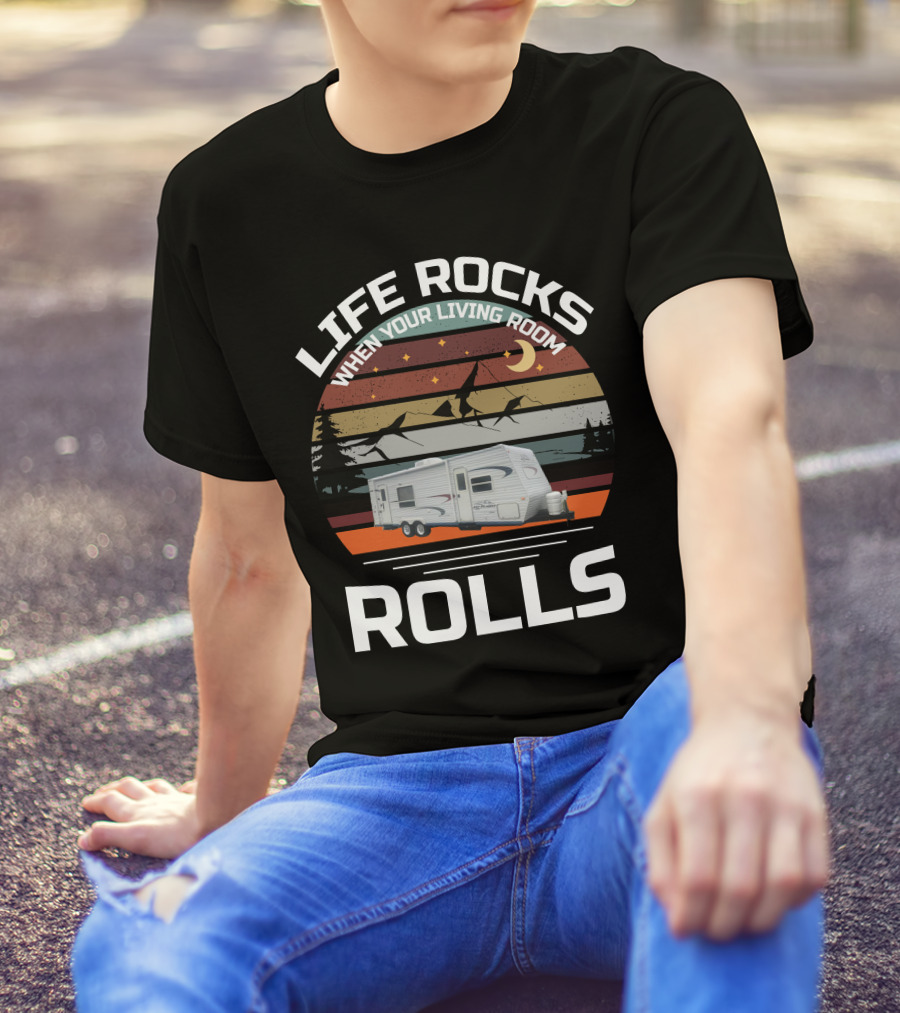 Life Rocks When Your Living Room Rolls Jayco Flight Camper Adventure T-Shirt