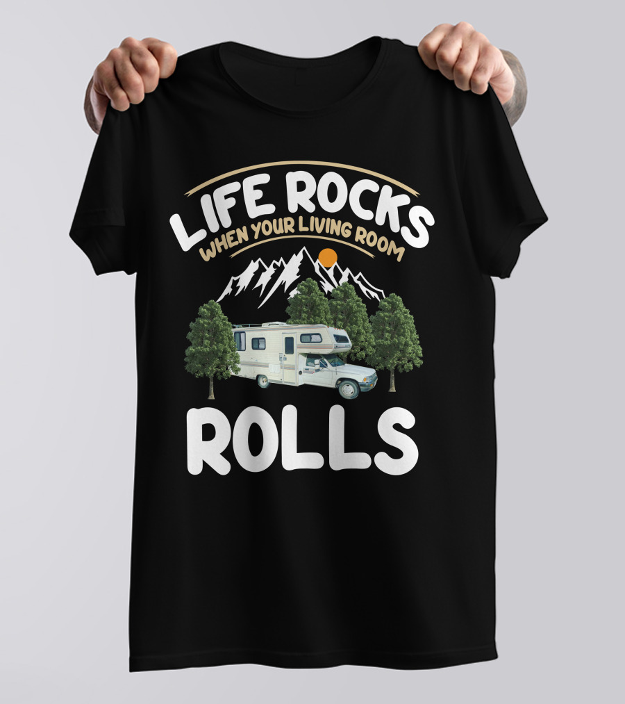 Life Rocks When Your Living Room Rolls 89 Toyota Dolphin Camper Adventure T-Shirt