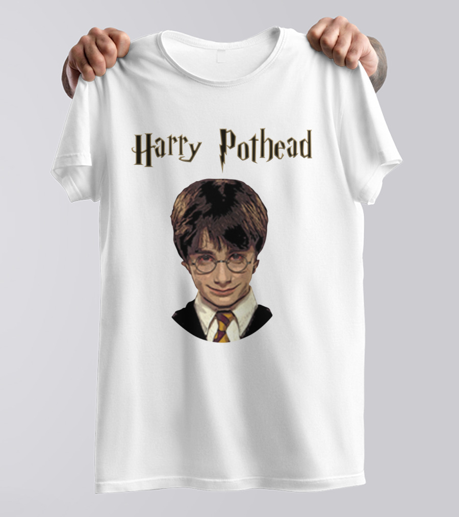 Harry Pothead Wizard Character Parody With Glasses And Lightning Font T-Shirt