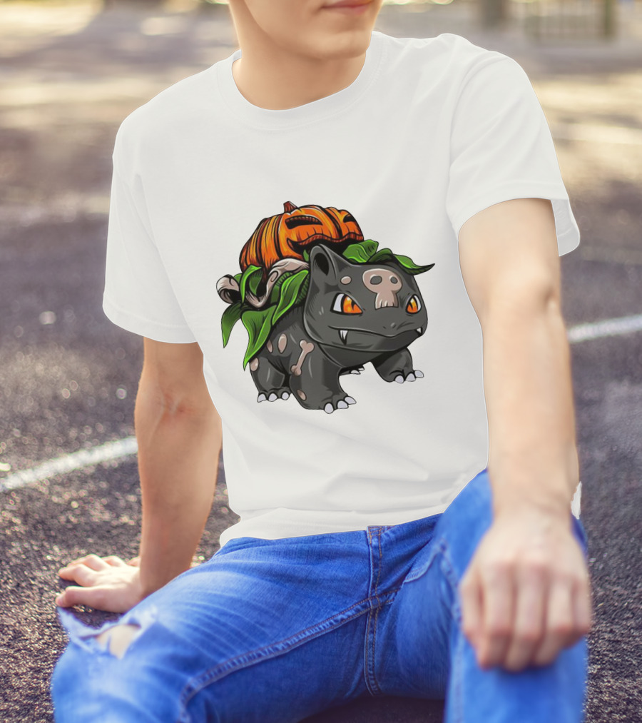 Halloween Bulbasaur Pumpkin Skeleton Spooky Pokemon T-Shirt