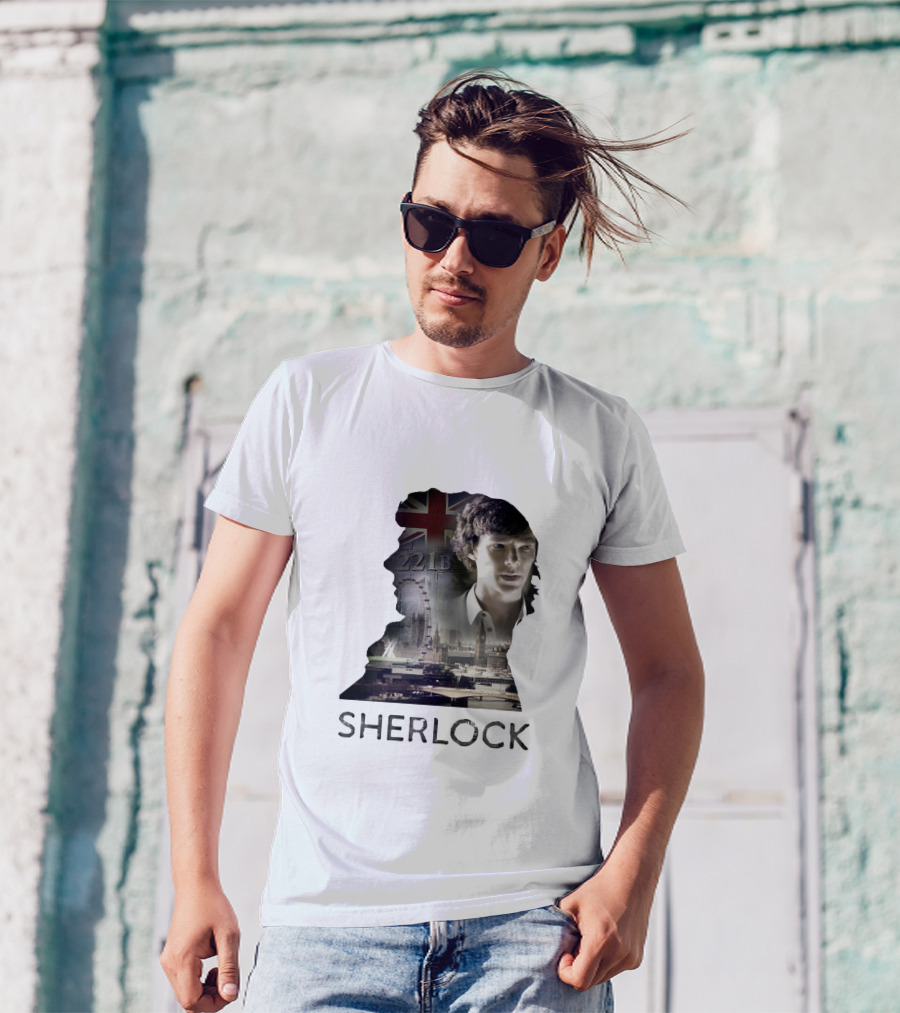 Sherlock 221B London Silhouette Union Jack T-Shirt
