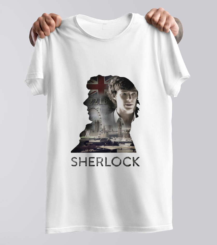 Sherlock 221B London Silhouette Union Jack T-Shirt