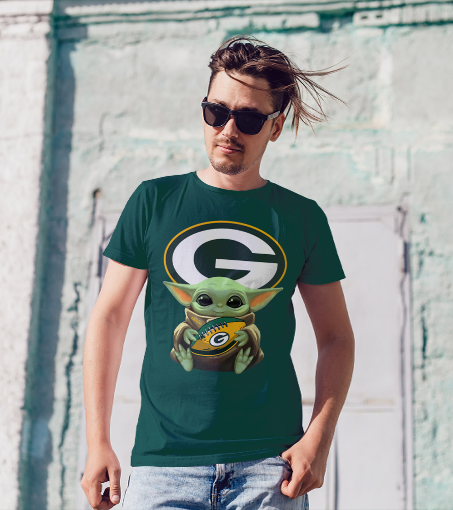 Baby Yoda Green Bay Packers Football Fan T-Shirt