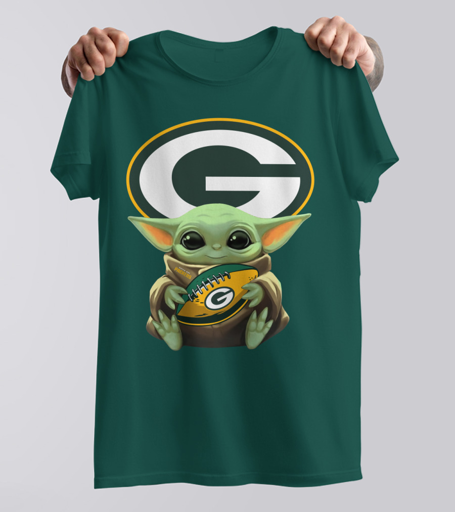 Baby Yoda Green Bay Packers Football Fan T-Shirt