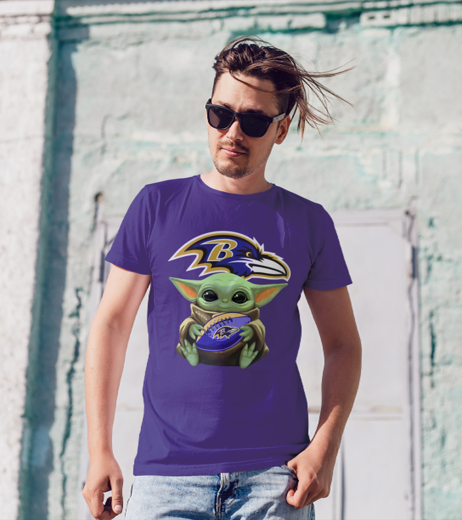 Baltimore Ravens Baby Yoda Football Fan T-Shirt