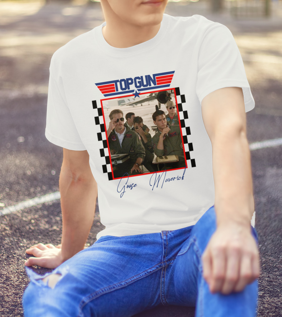 Top Gun Goose Maverick Classic Aviation Icons In Signature Flight Gear T-Shirt