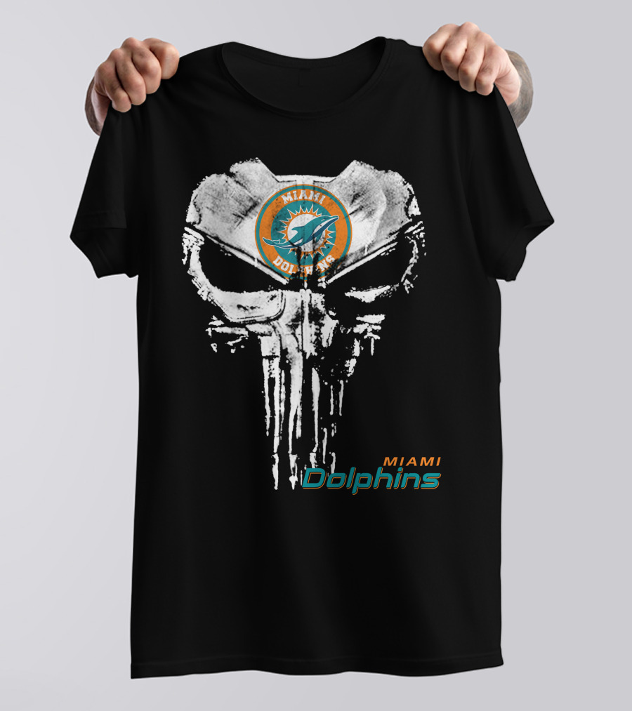 Miami Dolphins Skull Emblem T-Shirt