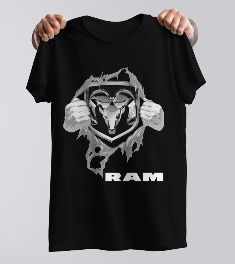 Ram 03 Logo With Bold Shield And Ripped Effect T-Shirt