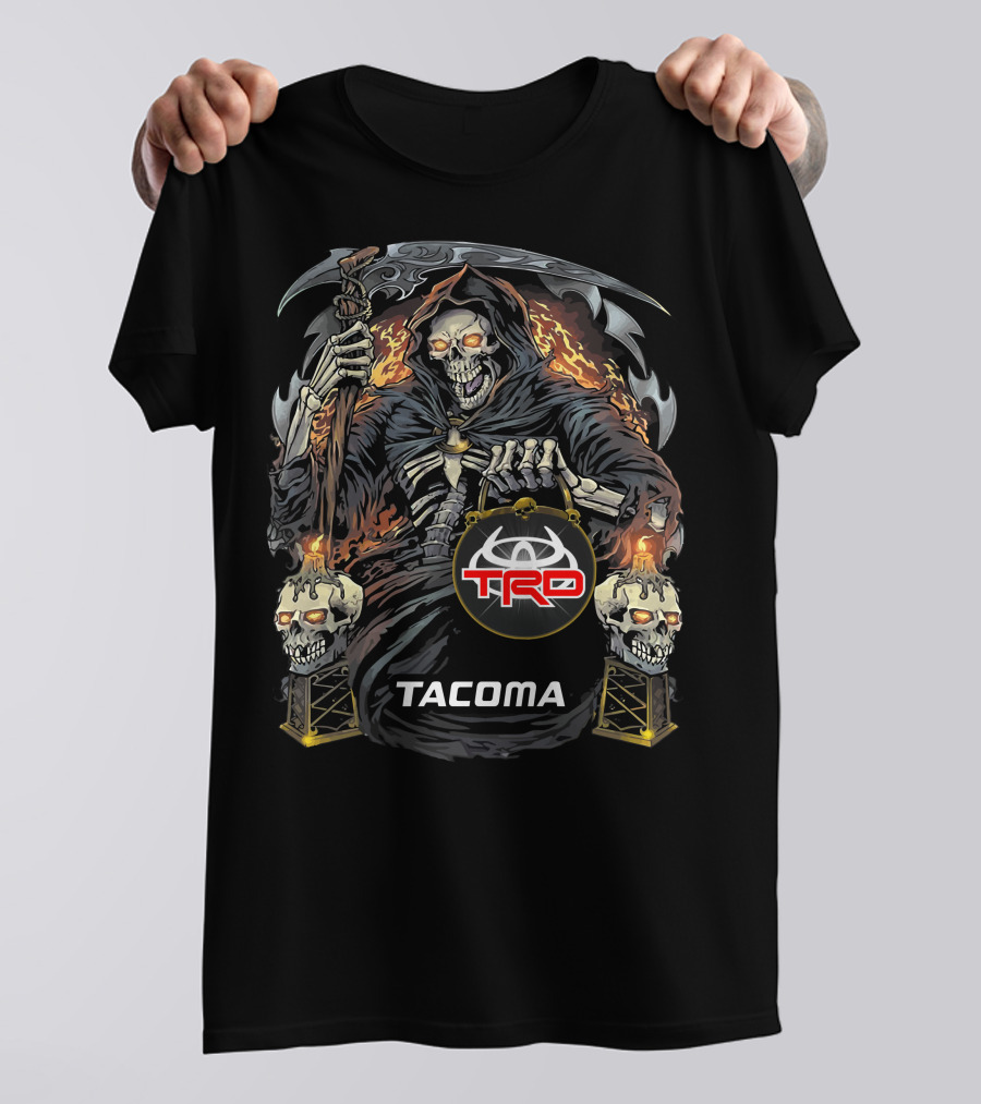 Tacoma Trd Grim Reaper With Flaming Skull And Scythe T-Shirt