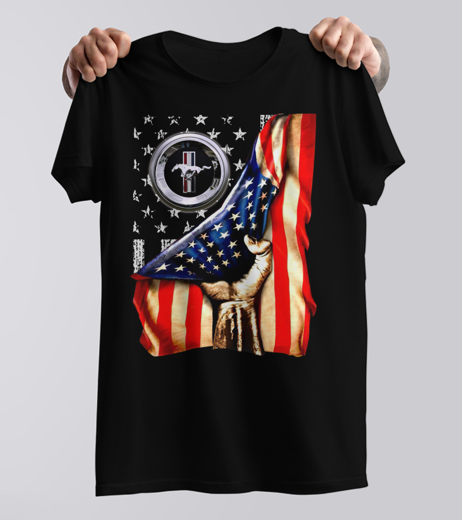 Mustang 05 American Pride With Mustang Logo And Stars T-Shirt