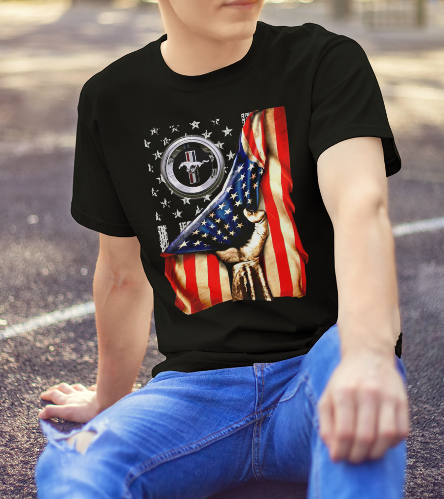 Mustang 05 American Pride With Mustang Logo And Stars T-Shirt