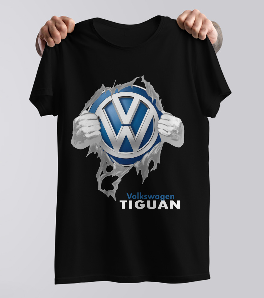 Volkswagen Tiguan 04 Logo Torn Metal Effect T-Shirt