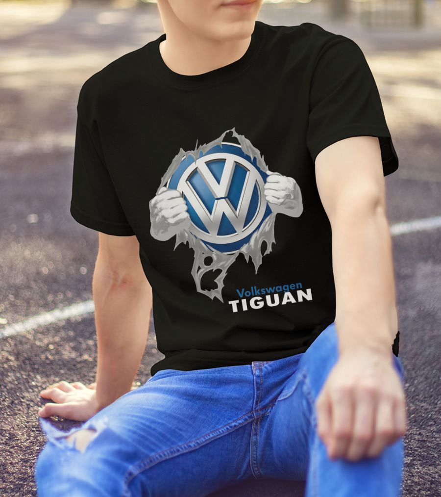 Volkswagen Tiguan 04 Logo Torn Metal Effect T-Shirt