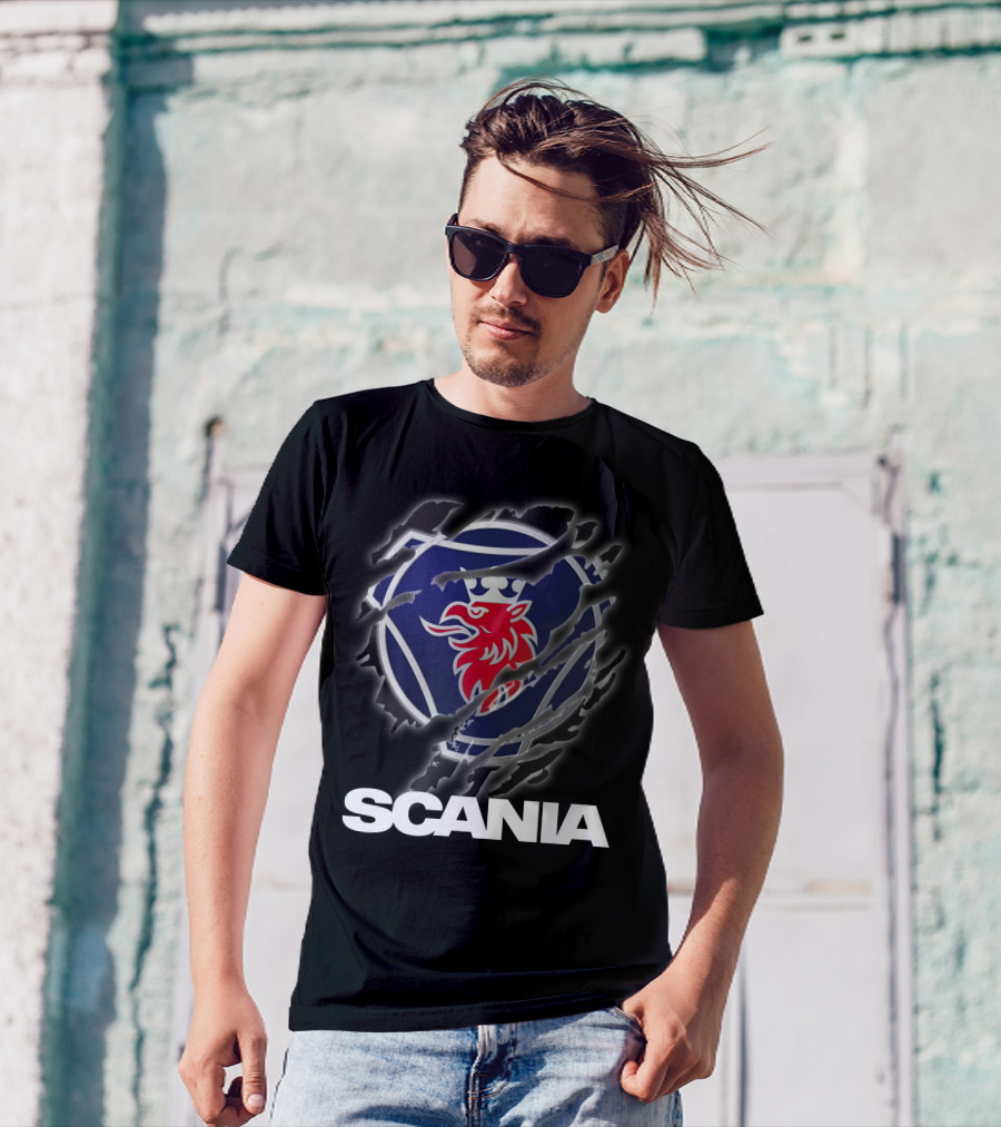 Scania Lion Logo Ripped Metal T-Shirt