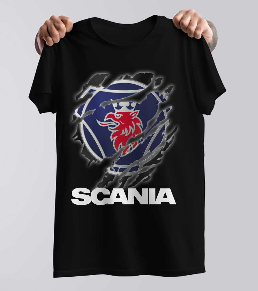 Scania Lion Logo Ripped Metal T-Shirt