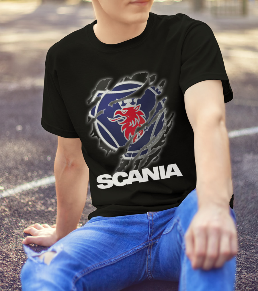 Scania Lion Logo Ripped Metal T-Shirt
