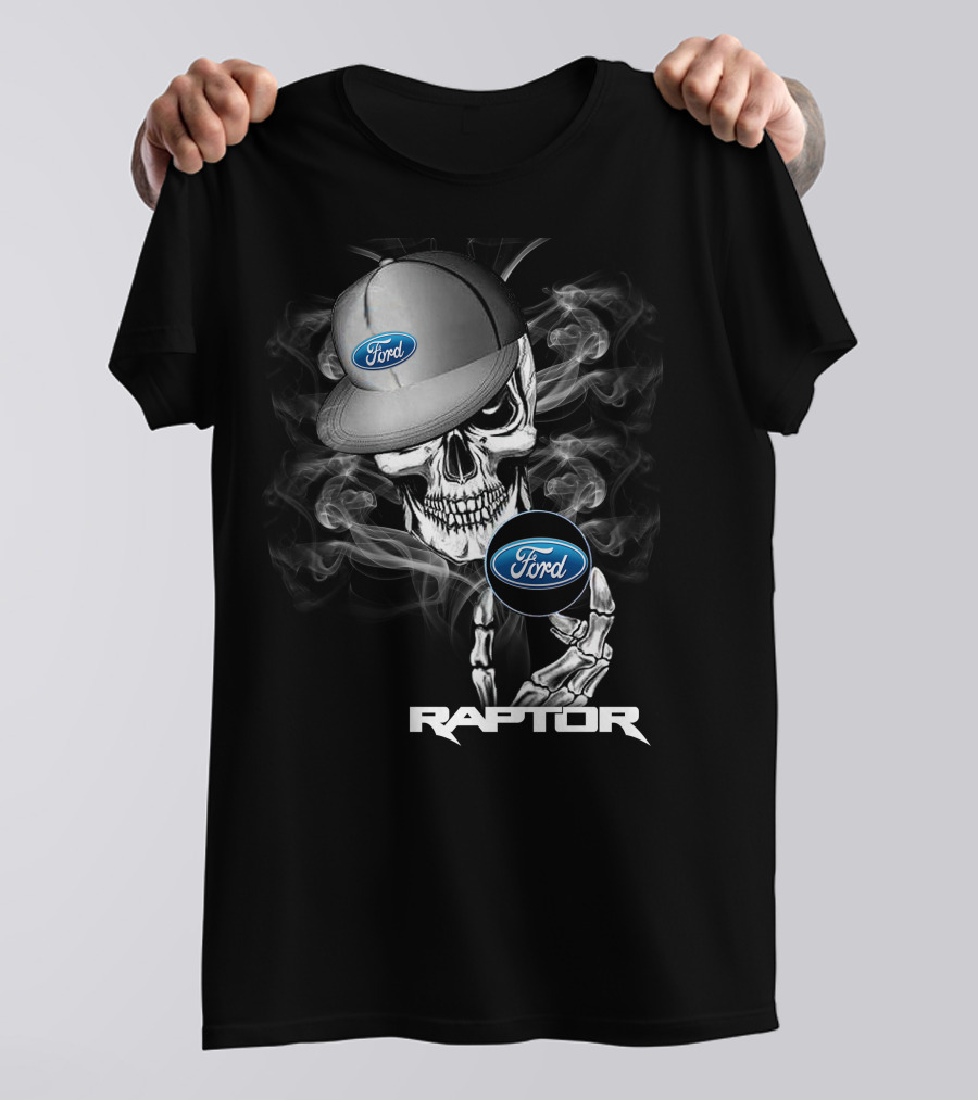 Raptor Ford Skull With Smoke And Cap T-Shirt