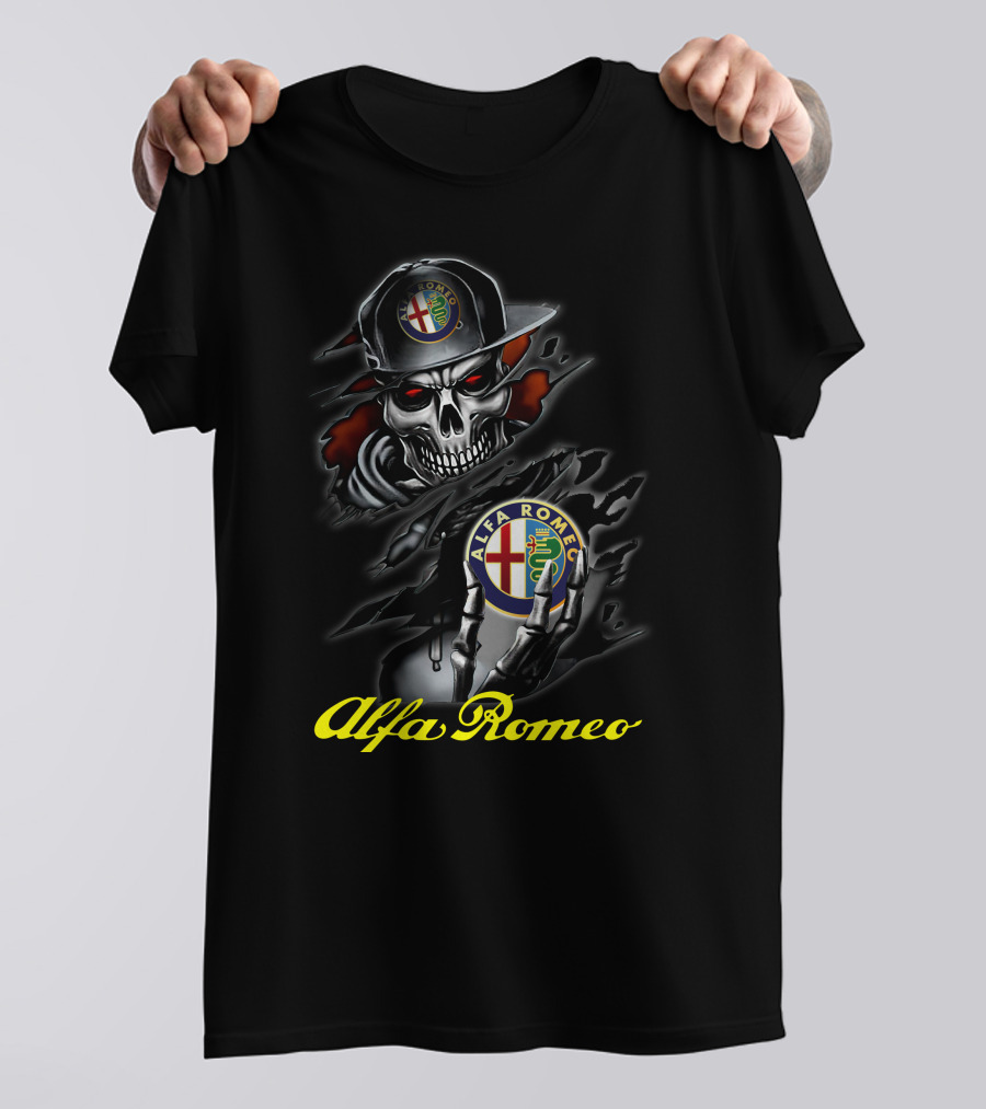 Alfa Romeo Skull In Hat T-Shirt