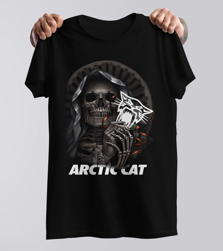 Arctic Cat Skeleton Reaper With Hood T-Shirt