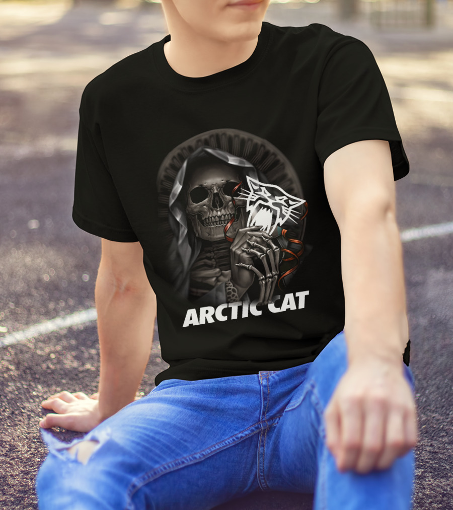 Arctic Cat Skeleton Reaper With Hood T-Shirt