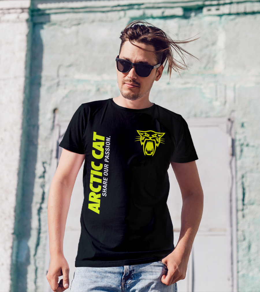 Arctic Cat Share Our Passion Neon Cat T-Shirt