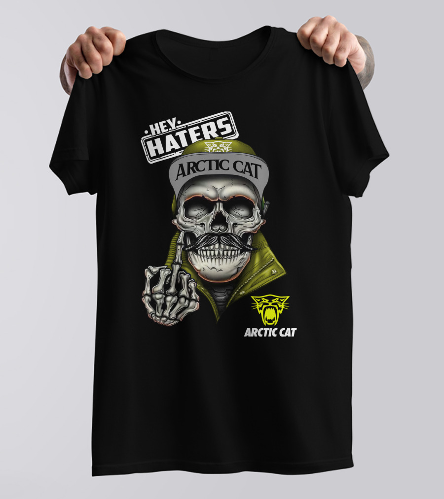 Hey Haters Arctic Cat Skull With Yellow T-Shirt