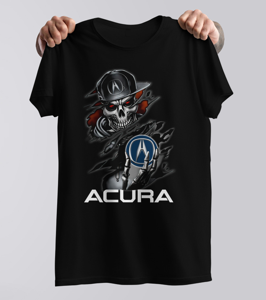 Acura Skeleton With Logo Emblem And Cap T-Shirt