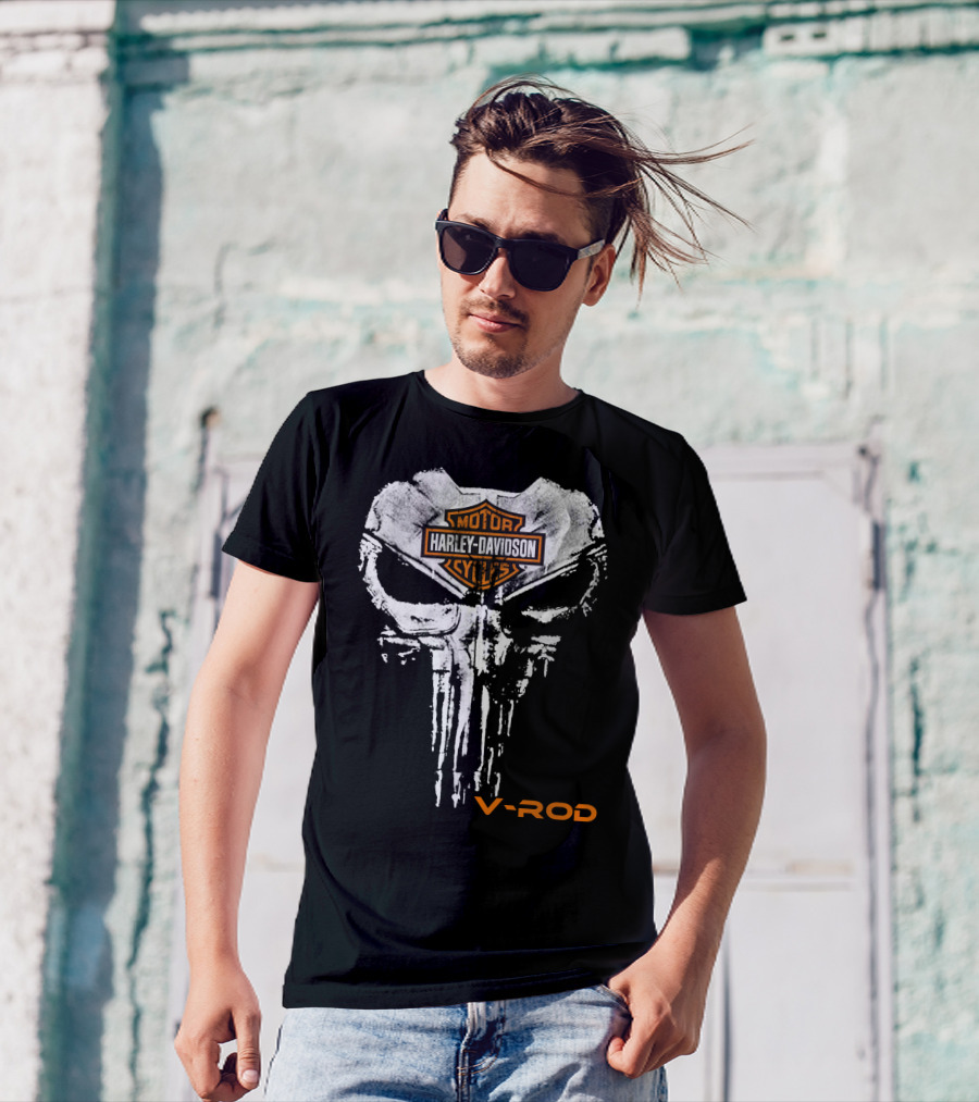 Harley Davidson Motor Cycles V-Rod Skull T-Shirt