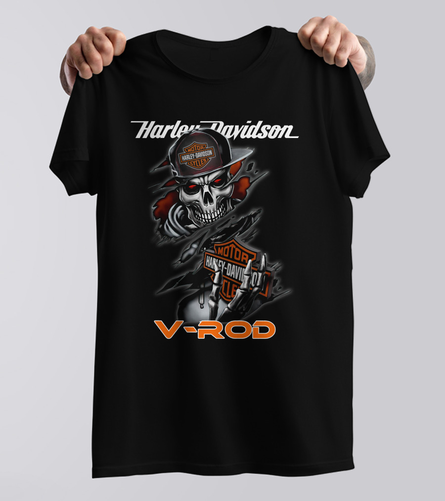 Harley Davidson Motorcycle V-Rod Skull T-Shirt