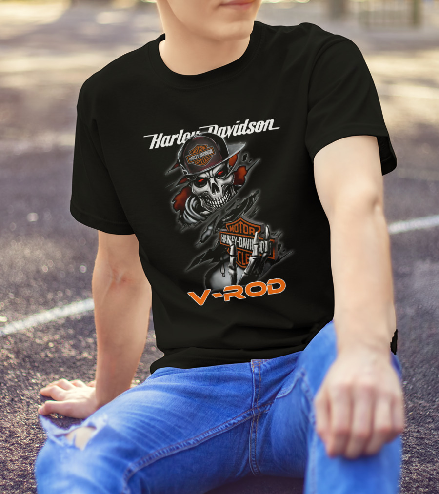 Harley Davidson Motorcycle V-Rod Skull T-Shirt