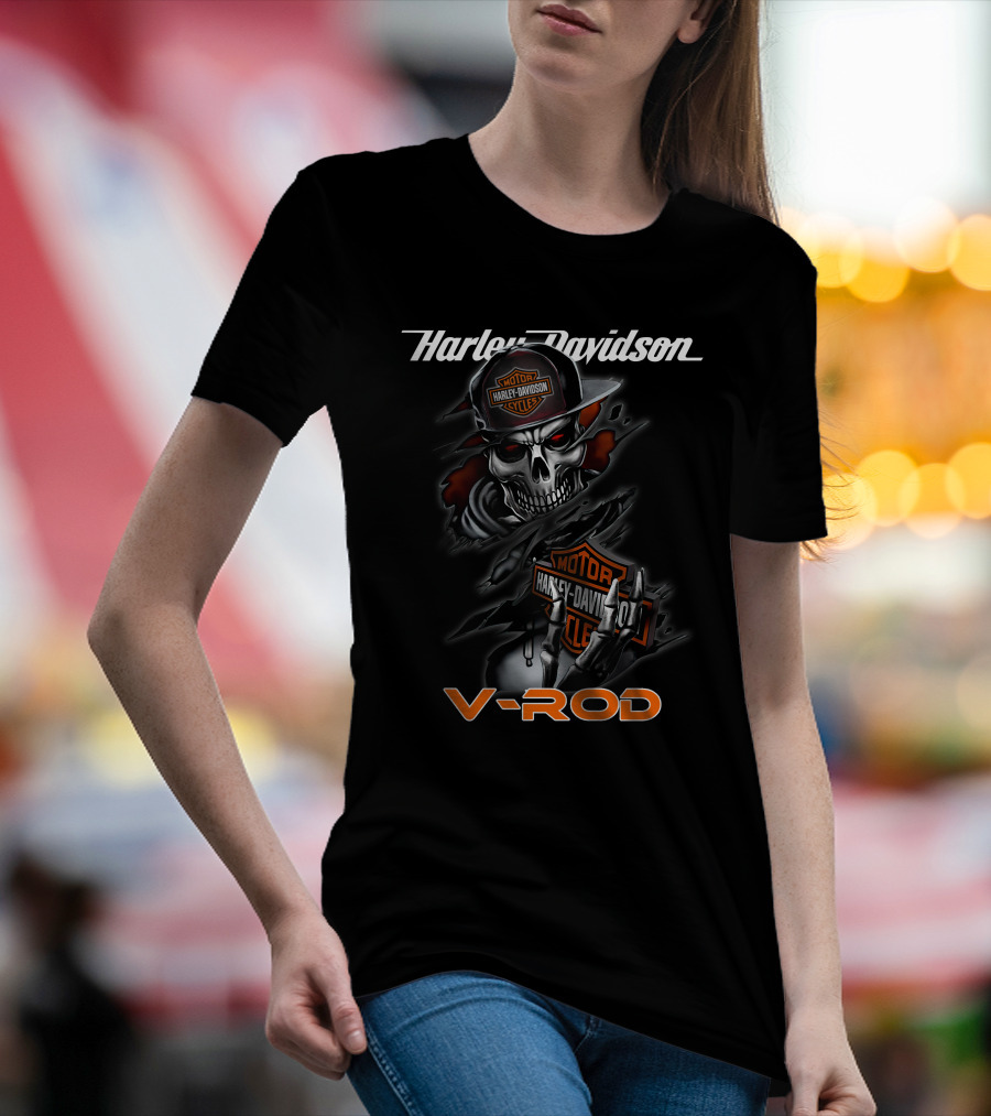 Harley Davidson Motorcycle V-Rod Skull T-Shirt