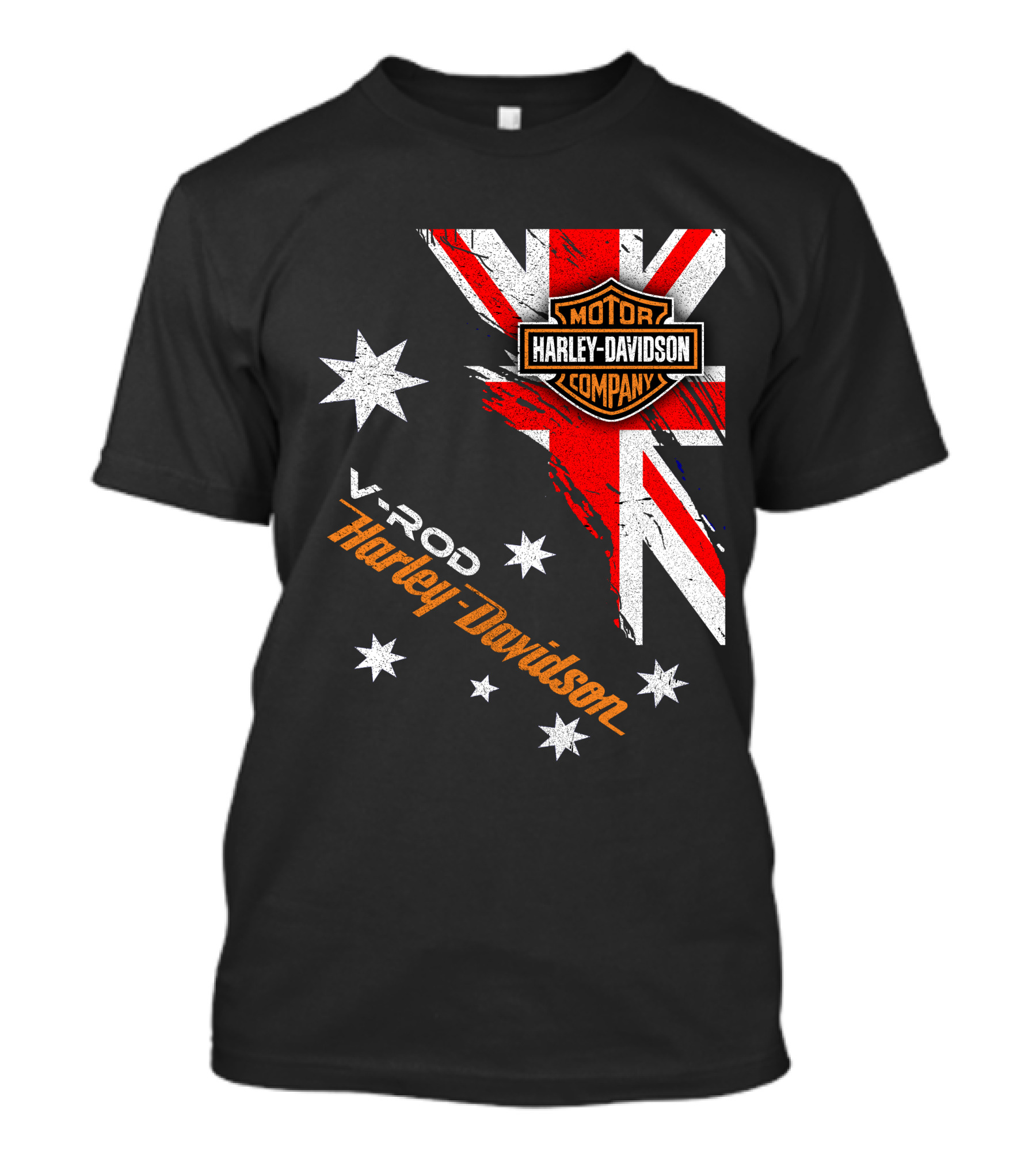 V-Rod Harley Davidson Motor Company Uk Flag Stars T-Shirt