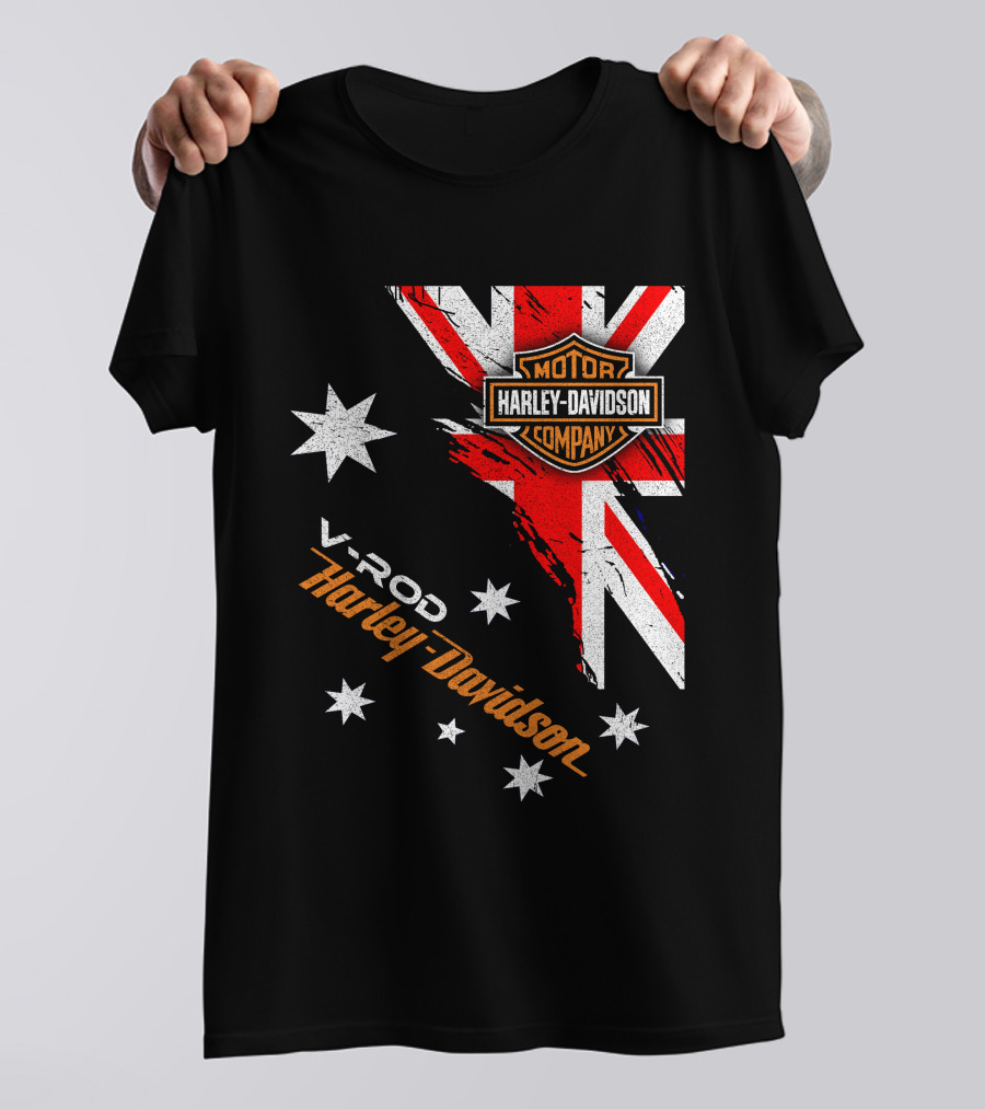 V-Rod Harley Davidson Motor Company Uk Flag Stars T-Shirt