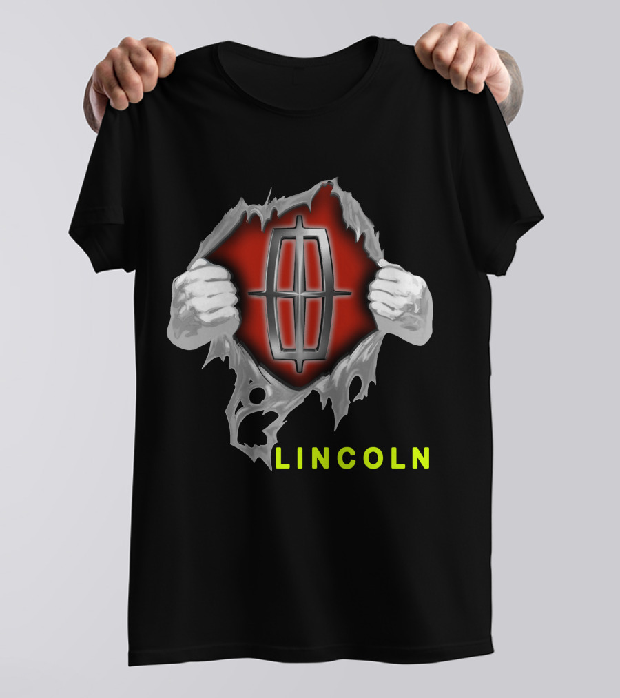 Lincoln Logo With Torn Metal Effect And Hands T-Shirt