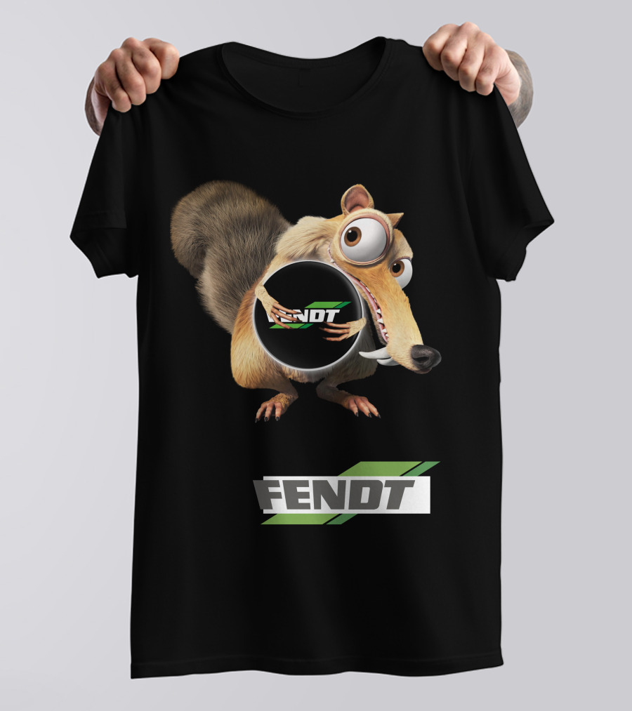 Fendt Tractor Logo With Ice Age Scrat Holding Acorn T-Shirt