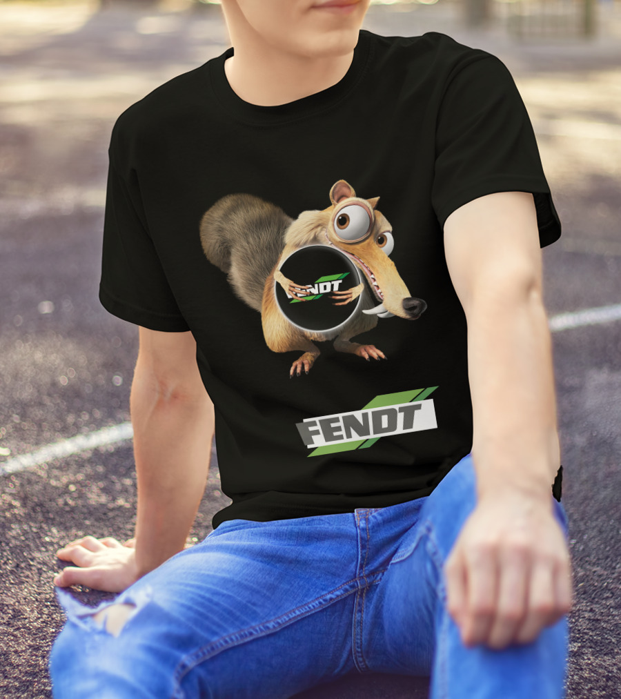 Fendt Tractor Logo With Ice Age Scrat Holding Acorn T-Shirt