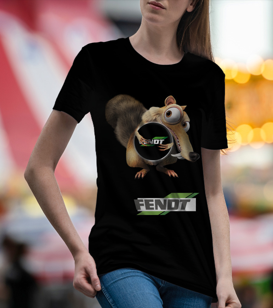 Fendt Tractor Logo With Ice Age Scrat Holding Acorn T-Shirt