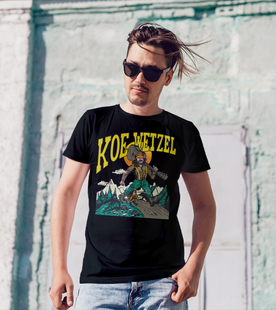 KOE WETZEL Mountain Hiker With Guitar And Sun Motif T-Shirt
