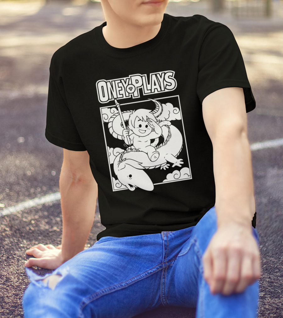 OneyPlays Cartoon Character Riding A Dragon With Spear T-Shirt