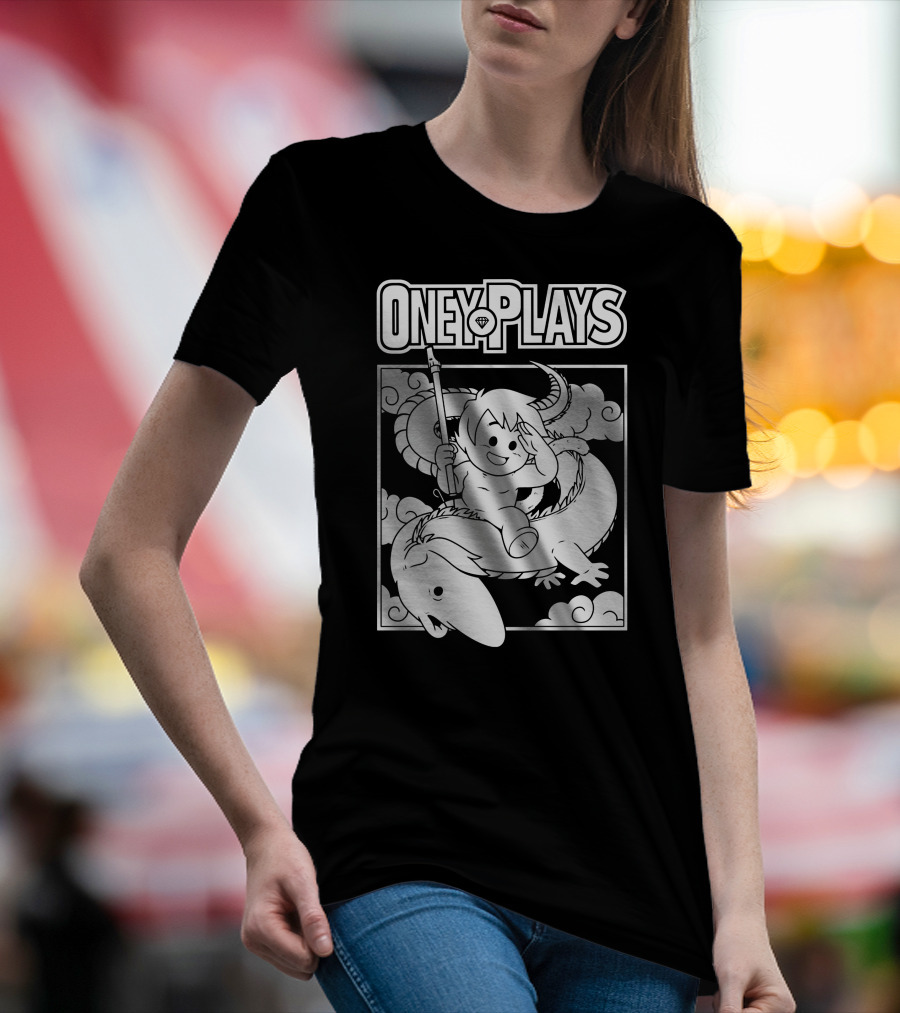 OneyPlays Cartoon Character Riding A Dragon With Spear T-Shirt