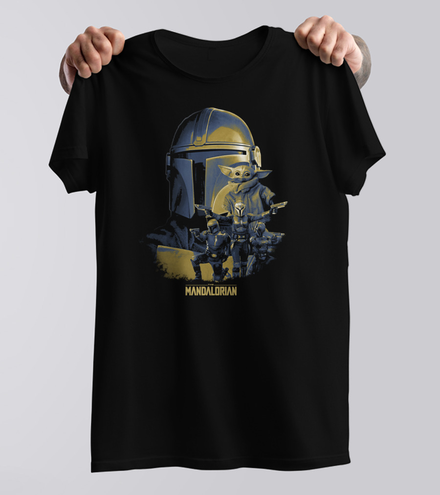 Mandalorian Manda6 Grogu Helmet Star Wars Characters T-Shirt