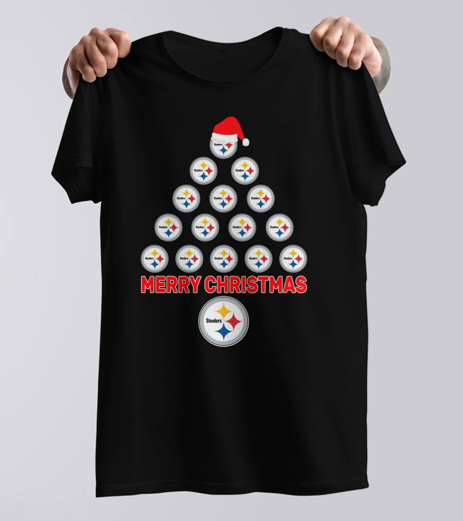 Merry Christmas Tree For Pittsburgh Steelers Fans T-Shirt