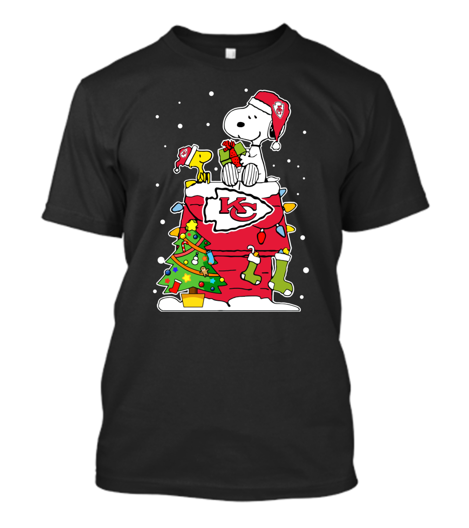 Kansas City Chiefs Christmas Snoopy And Woodstock Fan T-Shirt