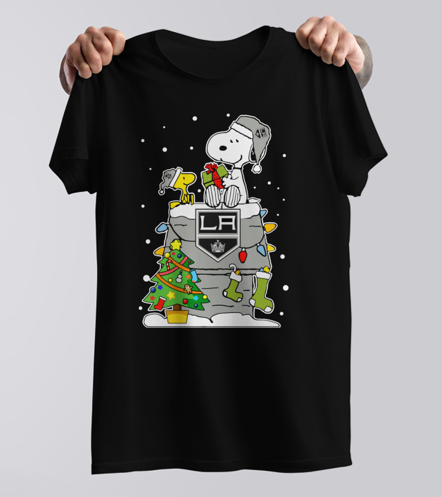Los Angeles Kings Snoopy Christmas Lights Tree T-Shirt