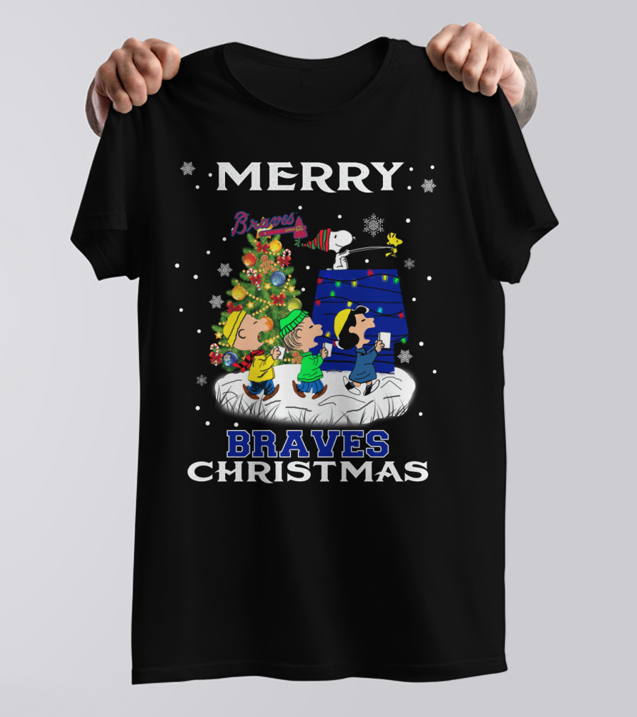 Merry Braves Christmas Atlanta Snoopy Fans T-Shirt
