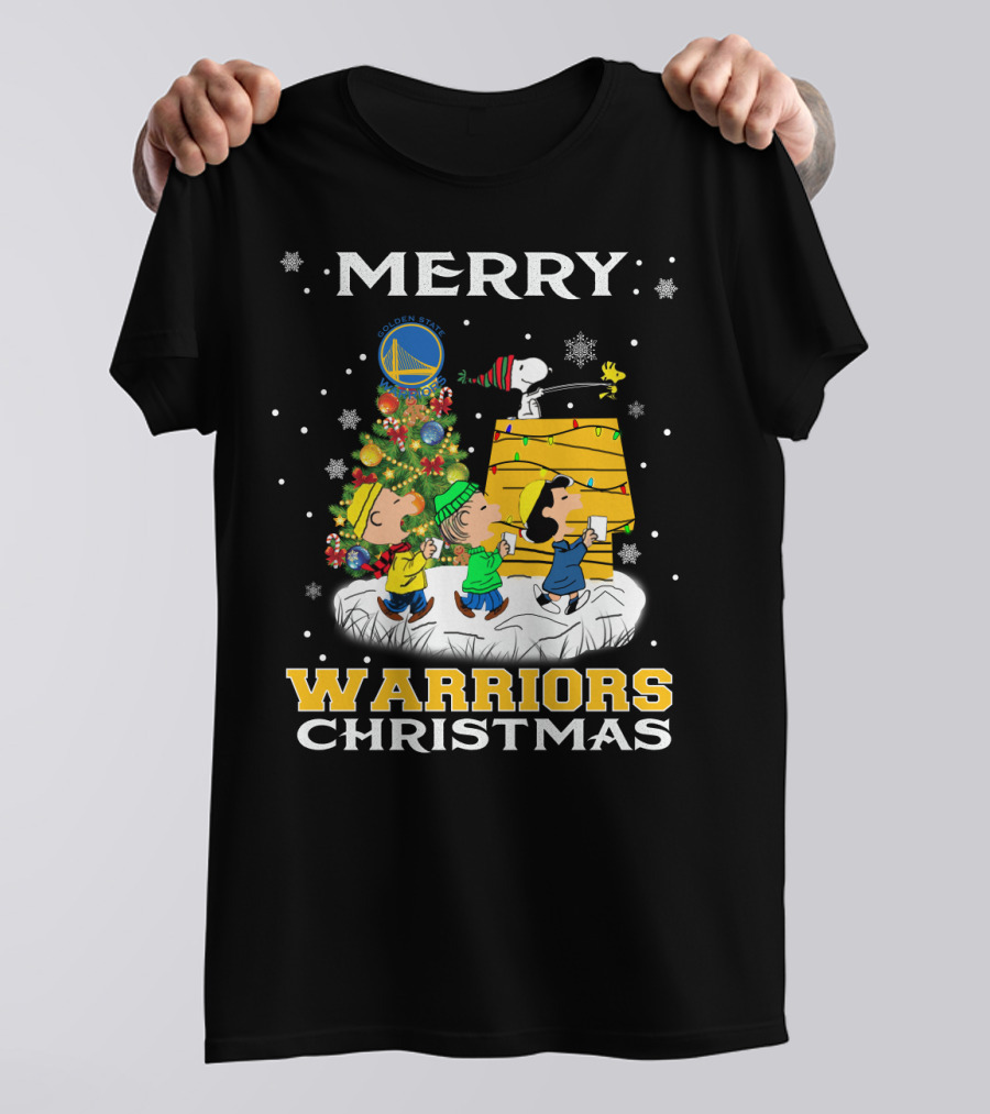Merry Warriors Christmas Golden State Snoopy T-Shirt