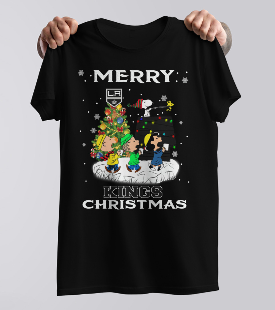 Merry La Kings Christmas Snoopy Fans Peanuts Tree T-Shirt