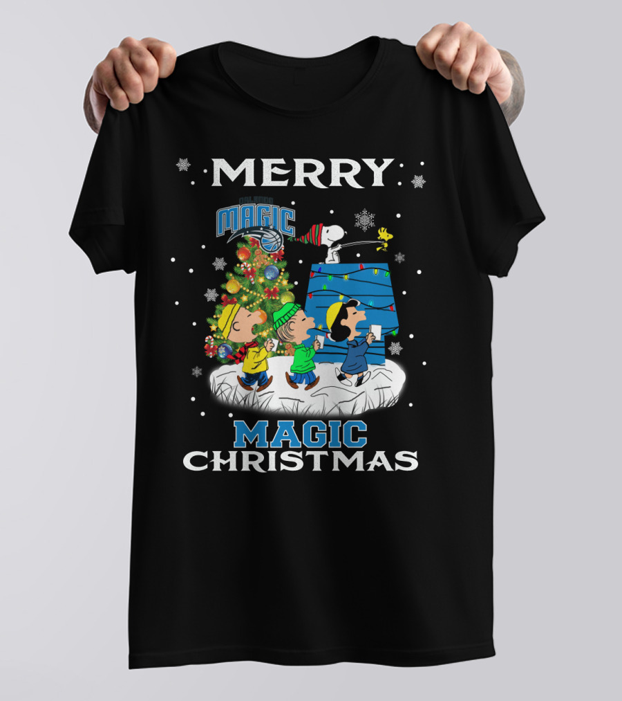 Merry Orlando Magic Christmas Snoopy And Friends Holiday Fun T-Shirt